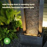 Outdoor Freestanding Water Fountain with LED Lights