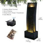 Outdoor Freestanding Water Fountain with LED Lights