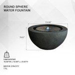 19.8" Round Polyresin Outdoor Water Fountain