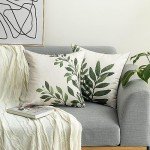 Waterproof Green Botanical Pillow Covers Set of 2