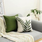 Waterproof Green Botanical Pillow Covers Set of 2