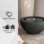 19.8" Round Polyresin Outdoor Water Fountain