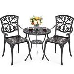 3-Piece Rustproof Outdoor Bistro Set - Black
