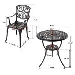 3-Piece Rustproof Outdoor Bistro Set - Black