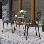 3-Piece Rustproof Outdoor Bistro Set - Black