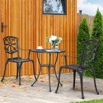 3-Piece Rustproof Outdoor Bistro Set - Black