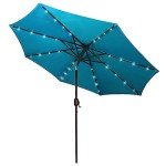 Solar-Powered 9 ft LED Patio Umbrella - Cerulean