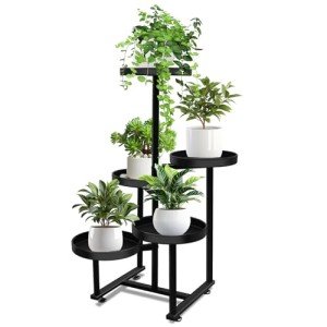 5-Tier Heavy Duty Metal Plant Stand - Black