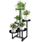 5-Tier Heavy Duty Metal Plant Stand - Black