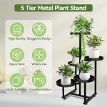 5-Tier Heavy Duty Metal Plant Stand - Black