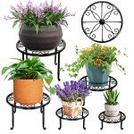5-Pack Heavy Duty Metal Plant Stands - Black