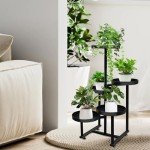 5-Tier Heavy Duty Metal Plant Stand - Black