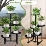 5-Tier Heavy Duty Metal Plant Stand - Black