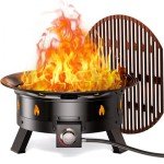 Ciays 24-Inch Portable Propane Fire Pit with Grill