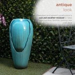 Alpine Outdoor Antique Jar Water Fountain with Lights