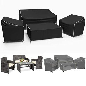 Waterproof 4-Piece Patio Furniture Cover Set - Black