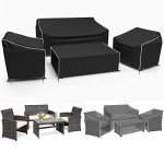 Waterproof 4-Piece Patio Furniture Cover Set - Black