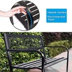 Black Outdoor Patio Bench with Mesh Backrest