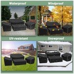 Waterproof 4-Piece Patio Furniture Cover Set - Black