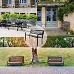 Black Outdoor Patio Bench with Mesh Backrest