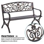 50-Inch Floral Pattern Outdoor Garden Bench