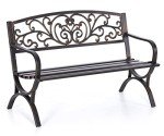 50-Inch Floral Pattern Outdoor Garden Bench