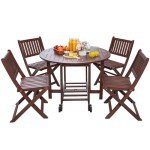 5-Piece Acacia Wood Patio Dining Set