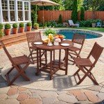 5-Piece Acacia Wood Patio Dining Set