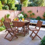 5-Piece Acacia Wood Patio Dining Set