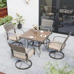 Pamapic 5-Piece Wicker Patio Dining Set