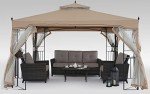 Outdoor Gazebo with Netting and Corner Shelf