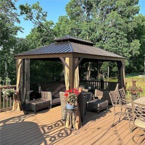 10' x 12' Aluminum Hardtop Patio Gazebo with Canopy