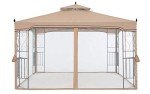 Outdoor Gazebo with Netting and Corner Shelf