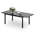 Expandable Metal Patio Dining Table for 6-8