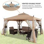 Outdoor Gazebo with Netting and Corner Shelf
