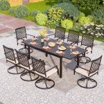 Expandable Metal Patio Dining Table for 6-8