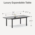Expandable Metal Patio Dining Table for 6-8