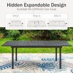 Expandable Metal Patio Dining Table for 6-8