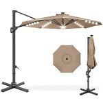 10ft Solar LED Cantilever Patio Umbrella with Lights