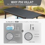 Expandable Metal Patio Dining Table for 6-8