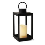 Solar Black Metal Outdoor Lantern for Patio Decor