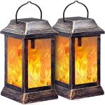 Solar Flickering Flame Lanterns for Patio - 2 Pack