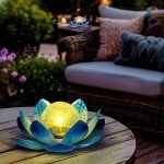 GIGALUMI Blue Lotus Solar Garden Light Lantern
