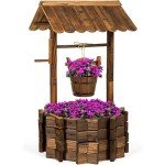 Rustic Wooden Wishing Well Planter for Outdoors