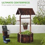 Rustic Wooden Wishing Well Planter for Outdoors