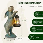 Solar Lantern Bunny Garden Statue for Outdoor Decor