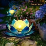 GIGALUMI Blue Lotus Solar Garden Light Lantern