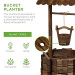 Rustic Wooden Wishing Well Planter for Outdoors
