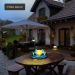 GIGALUMI Blue Lotus Solar Garden Light Lantern