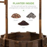 Rustic Wooden Wishing Well Planter for Outdoors